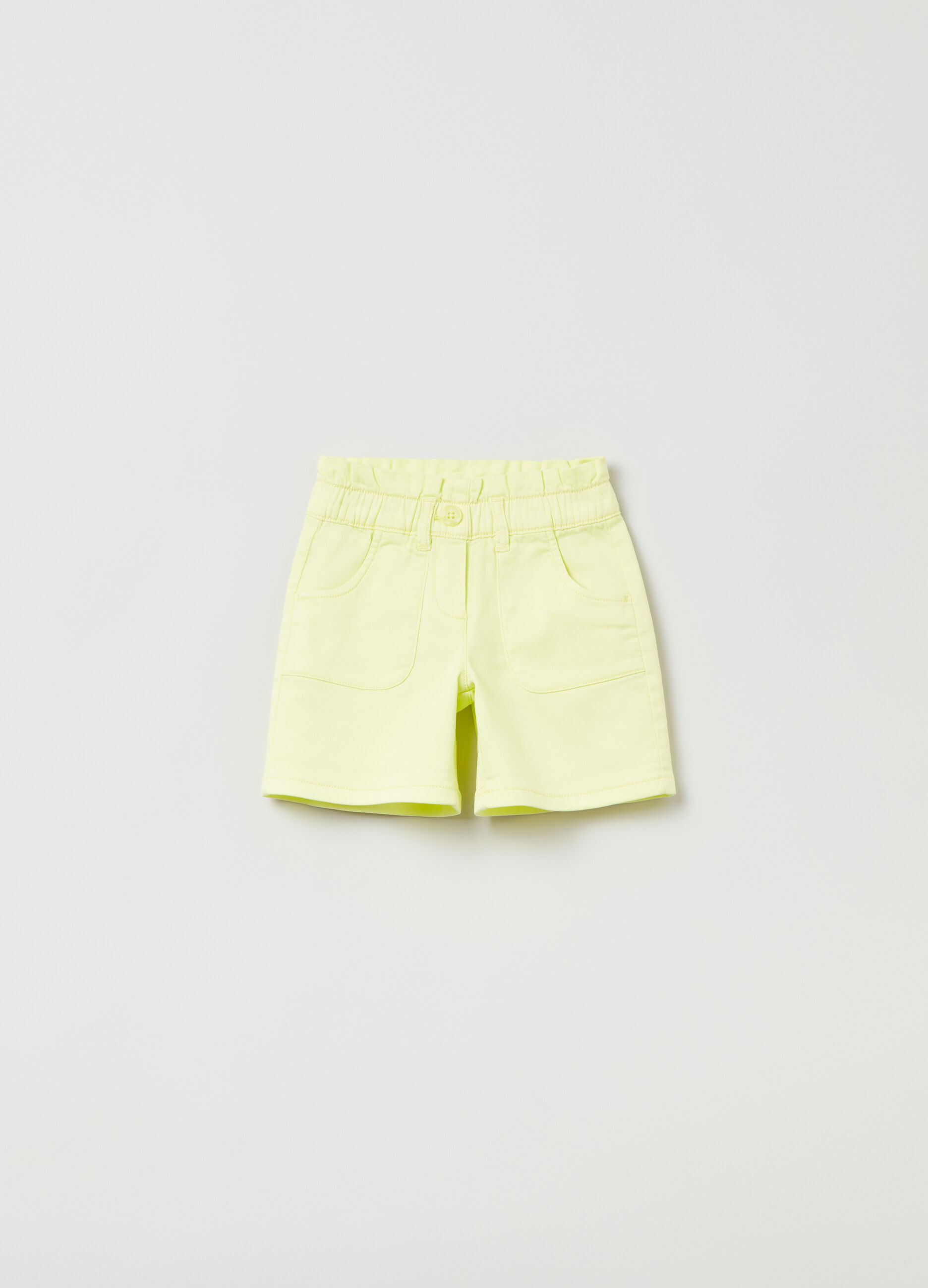 Stretch cotton shorts with ruffles
