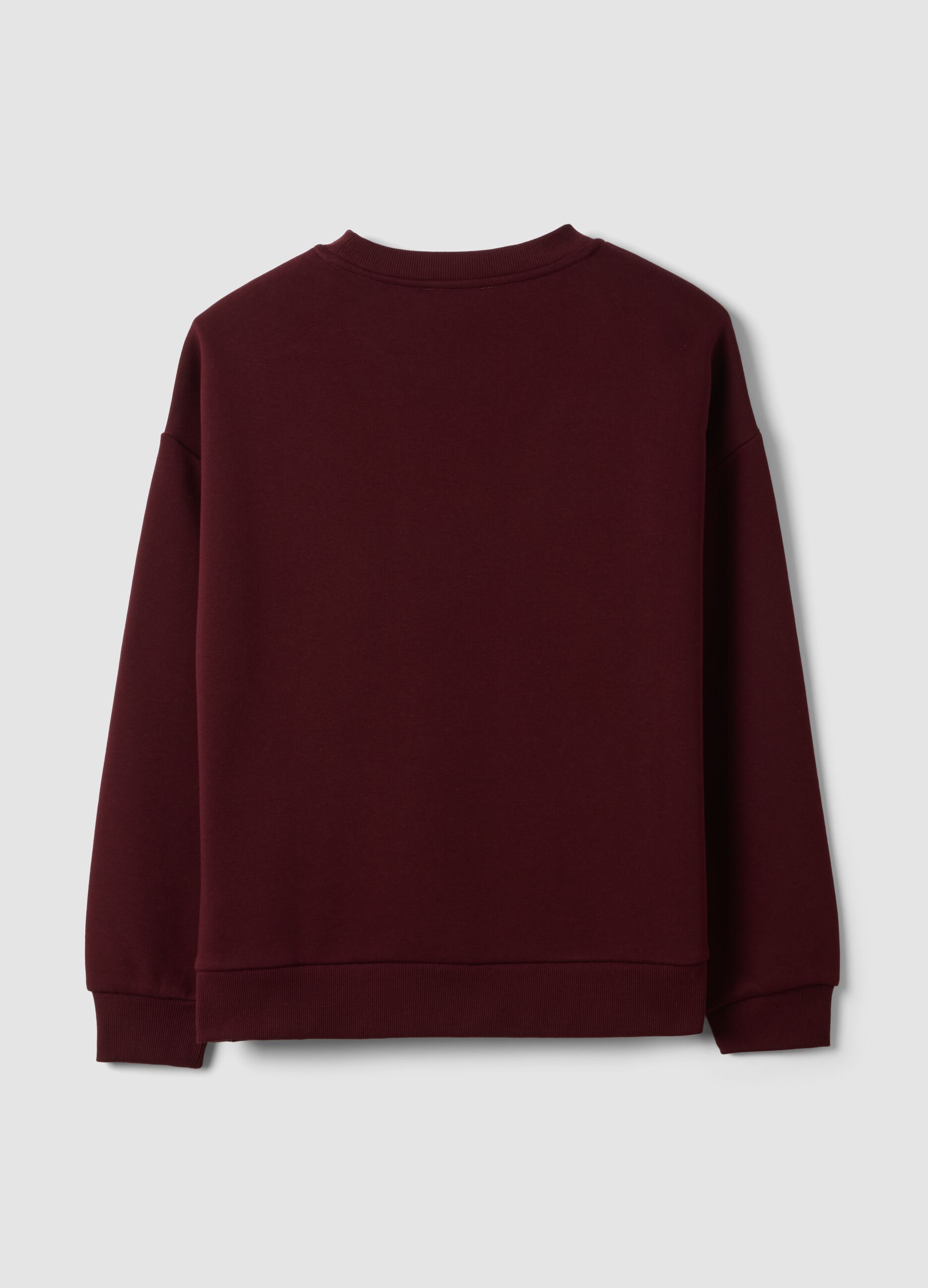 Red crew-neck cotton-blend sweatshirt with rhinestones