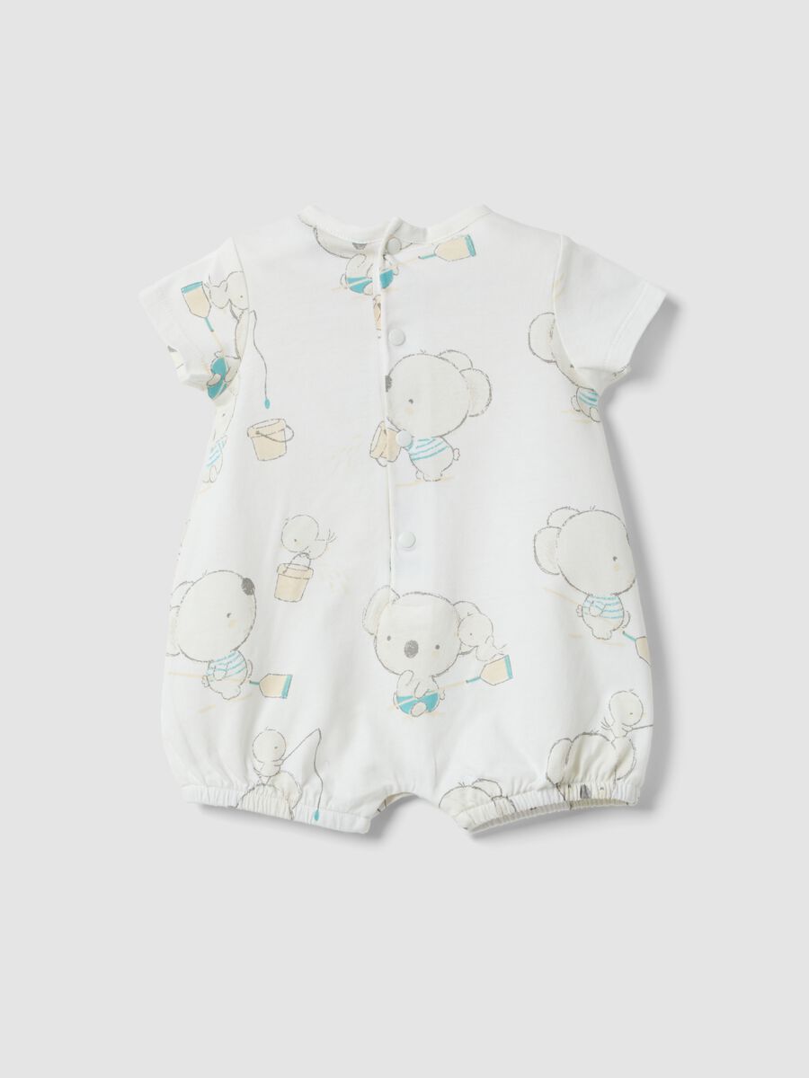 White pure cotton baby romper with prints_1
