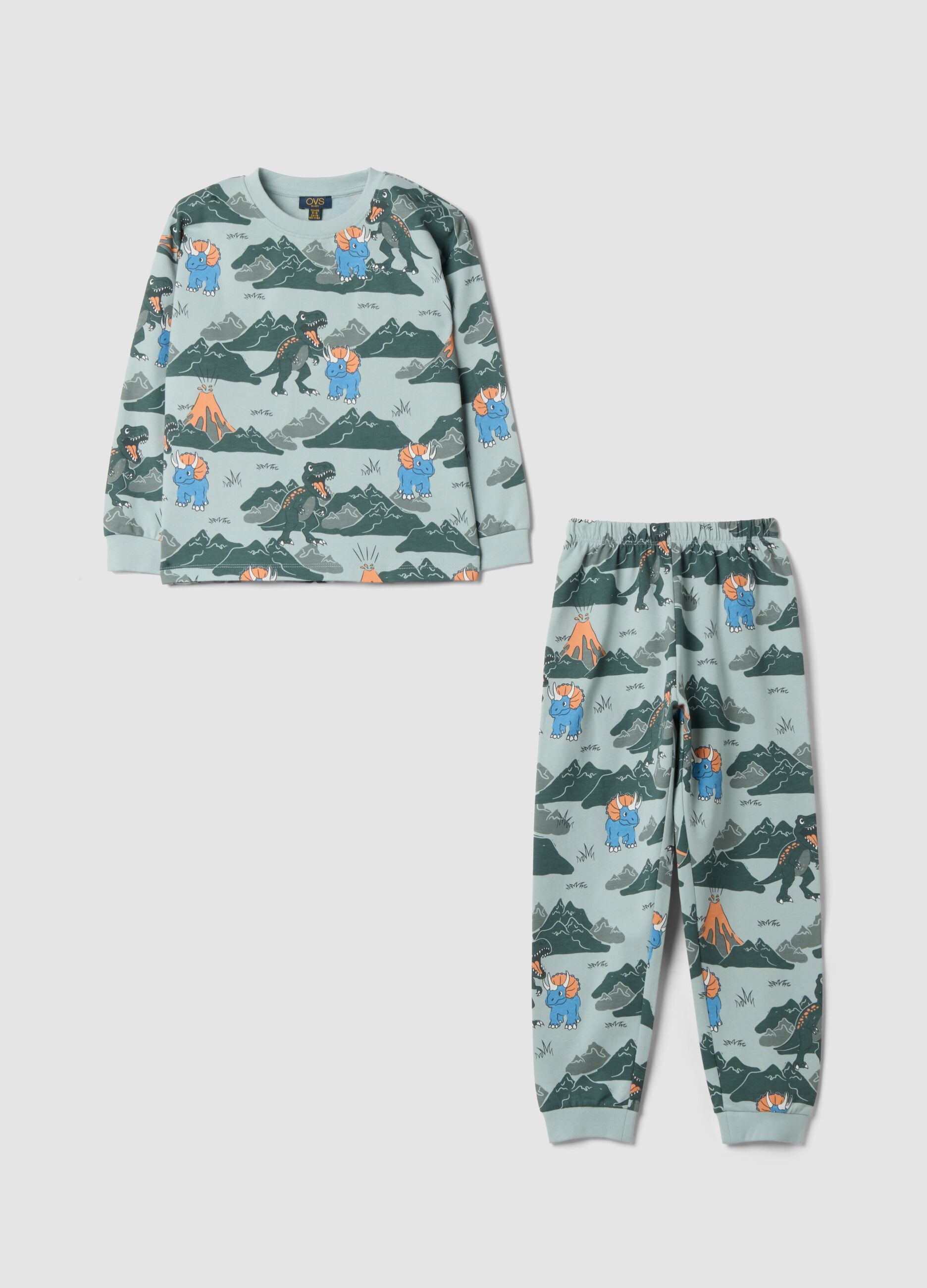 Aqua blue pure organic cotton crew-neck pyjamas