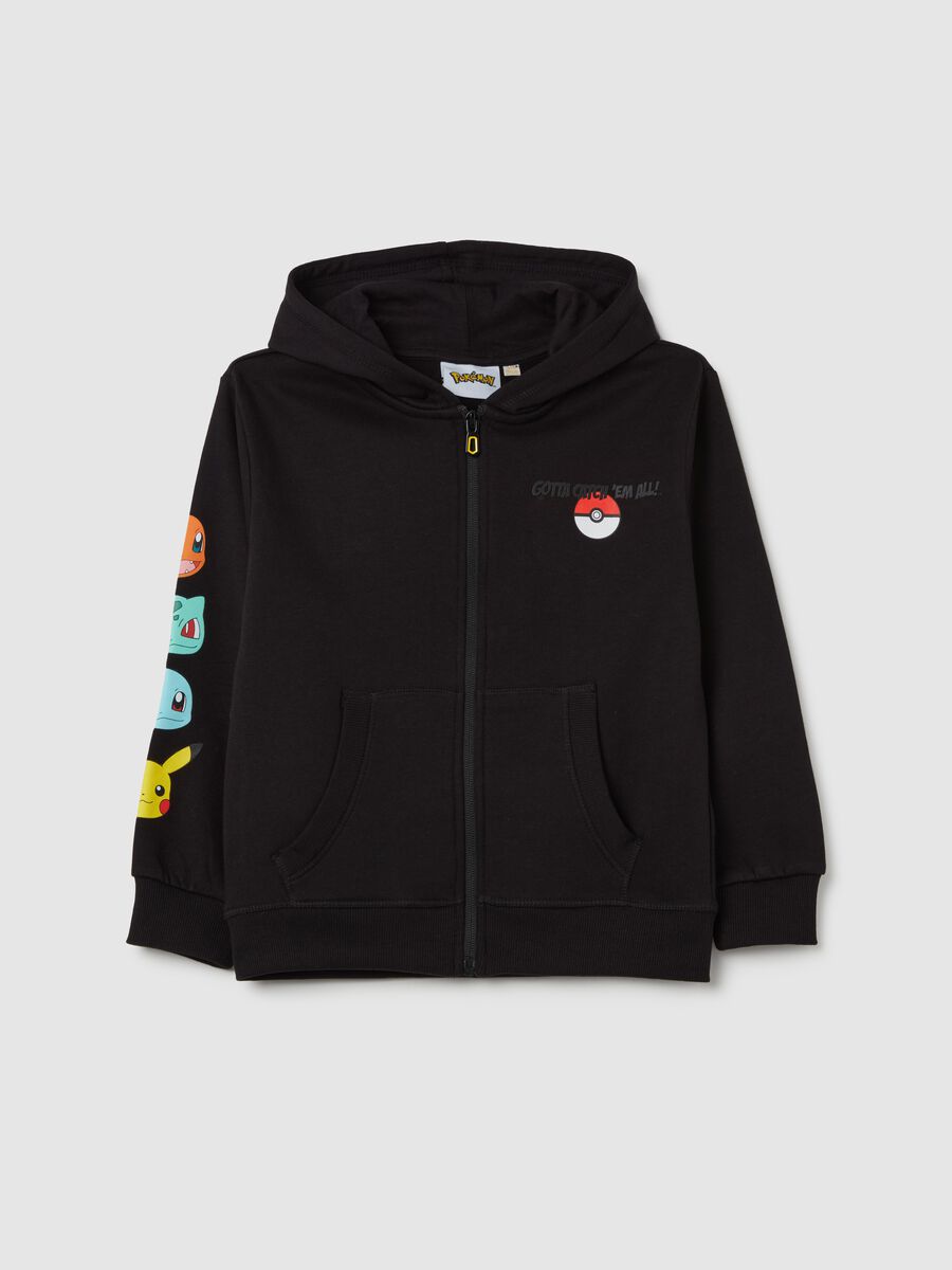 Full-zip sweatshirt with hood and Pokemon print_0
