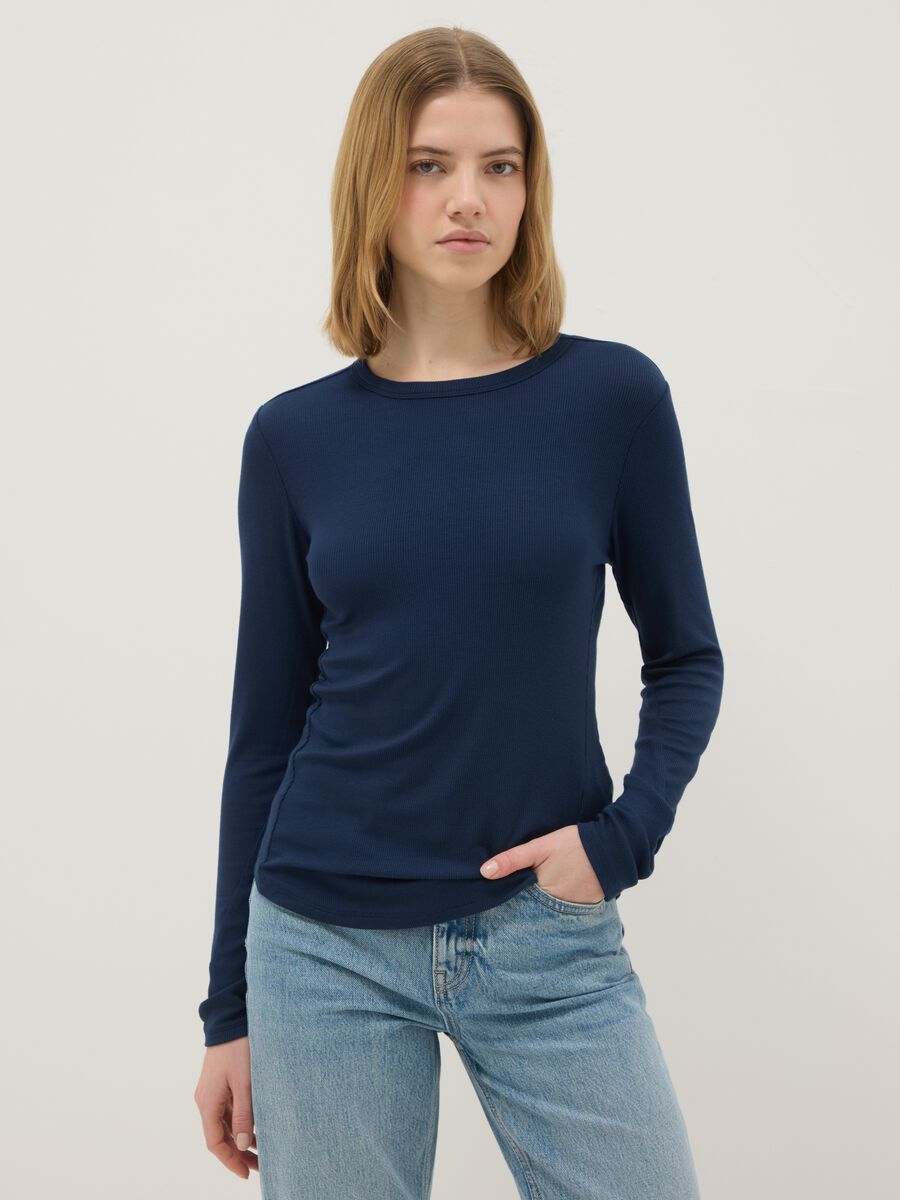 Blue stretch modal regular fit top_0