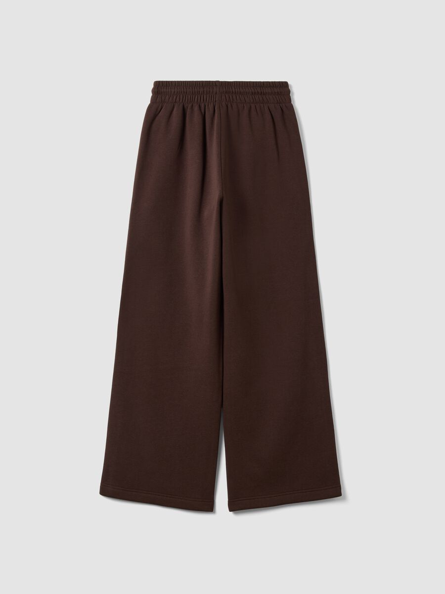 Braune Wide-Leg-Hose aus Baumwollmix mit Spitzendetails_2