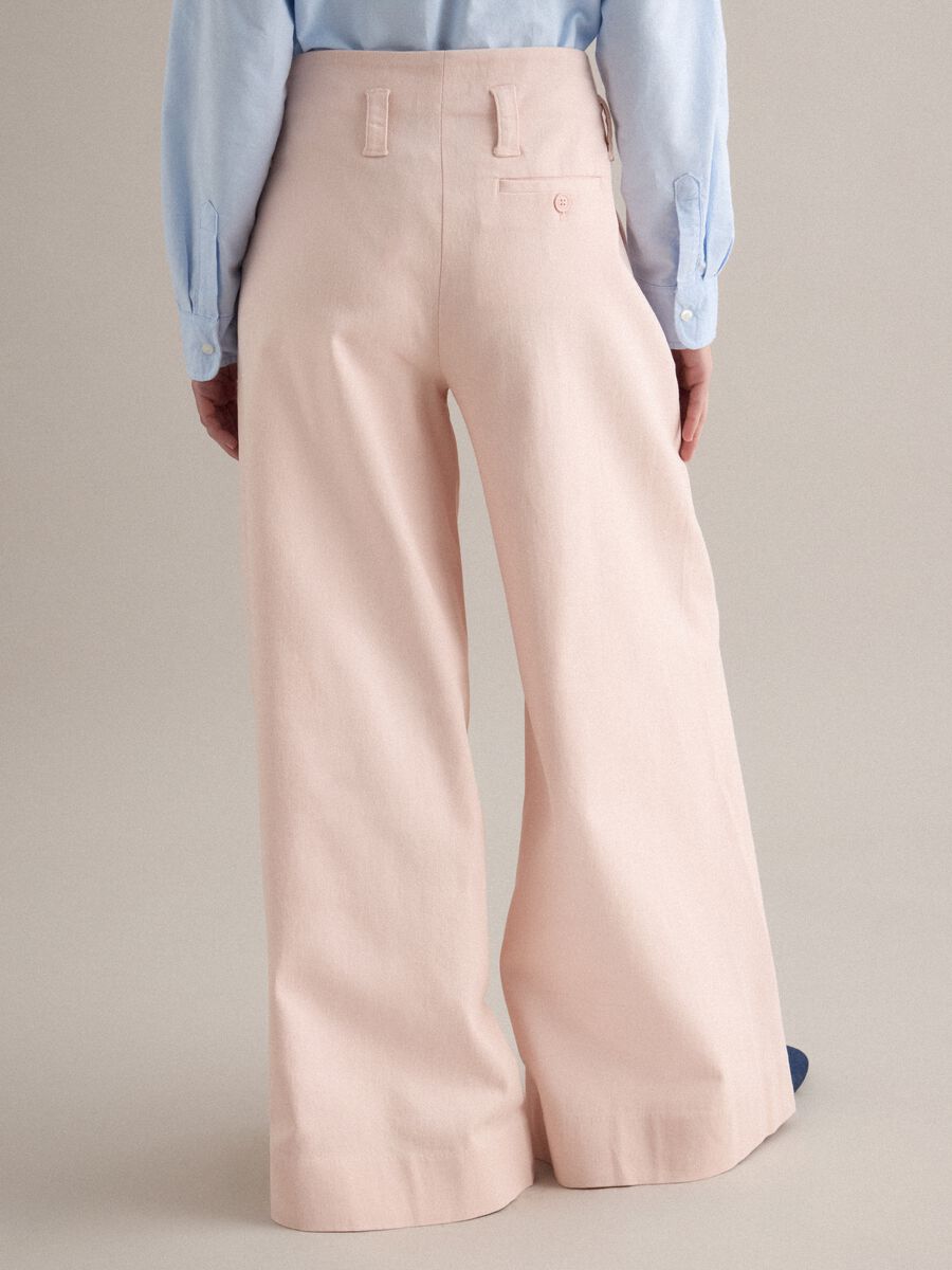 Straight Pink Trousers in Twill and Stretch Cotton_2