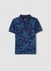 Boys&rsquo; blue pure cotton polo shirt, regular fit, with floral print_0