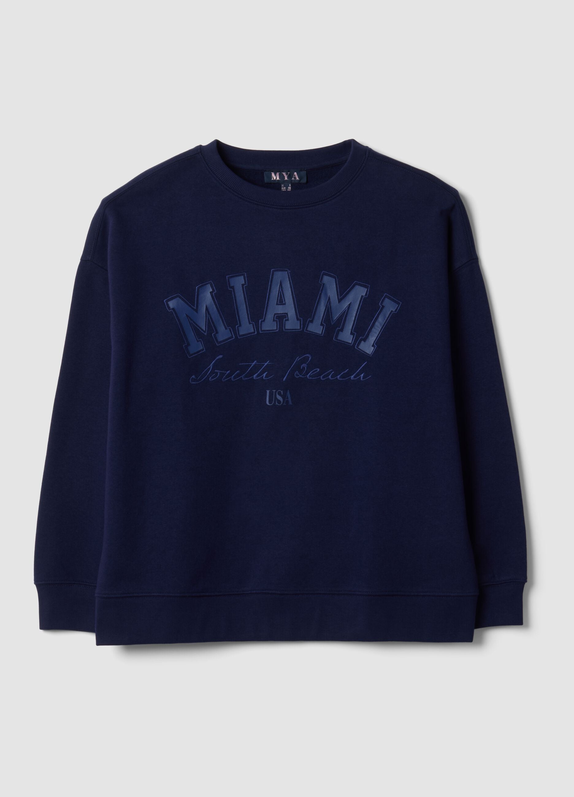 Sudadera azul de mezcla de algod&oacute;n con texto Miami