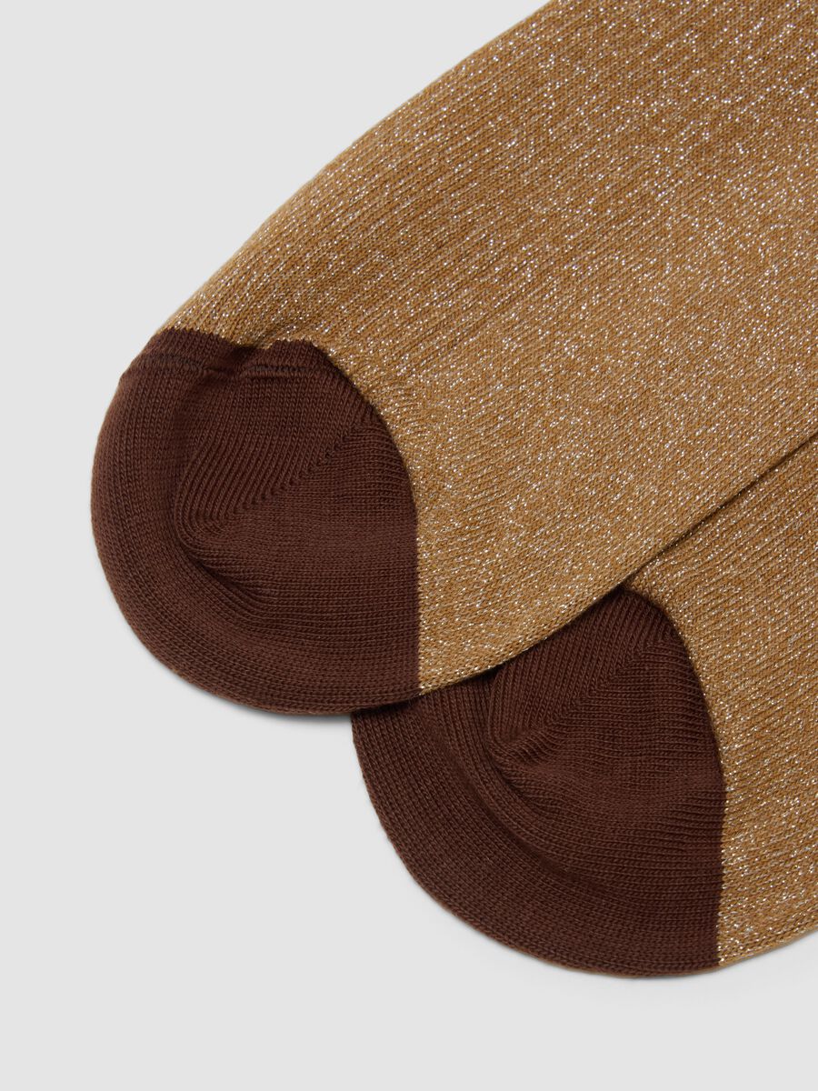 Brown stretch cotton socks with glitter_2