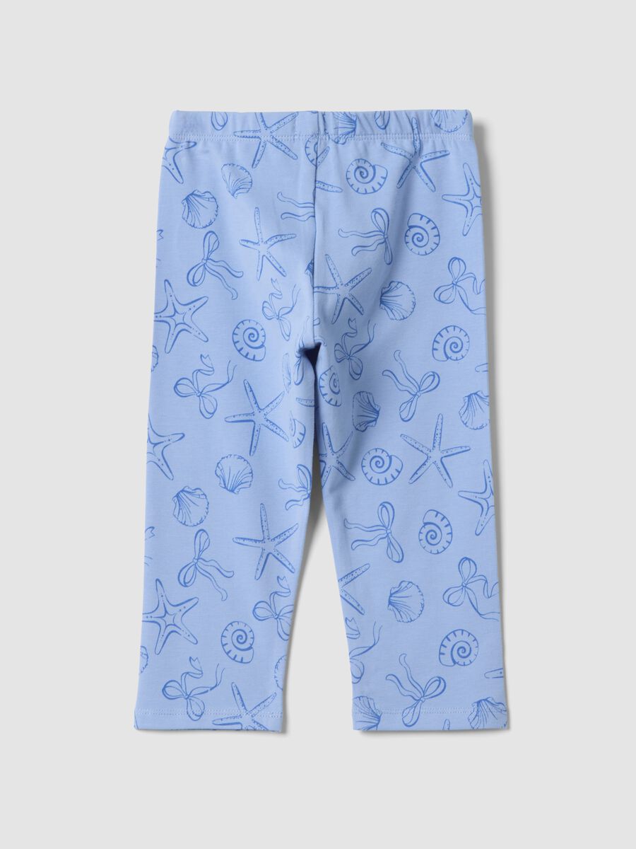 Leggings skinny azul-claro em algod&atilde;o el&aacute;stico para menina com estampados_1