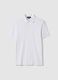White linen-cotton blend regular fit polo_4