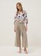 Beige viscose-blend trousers with belt_0