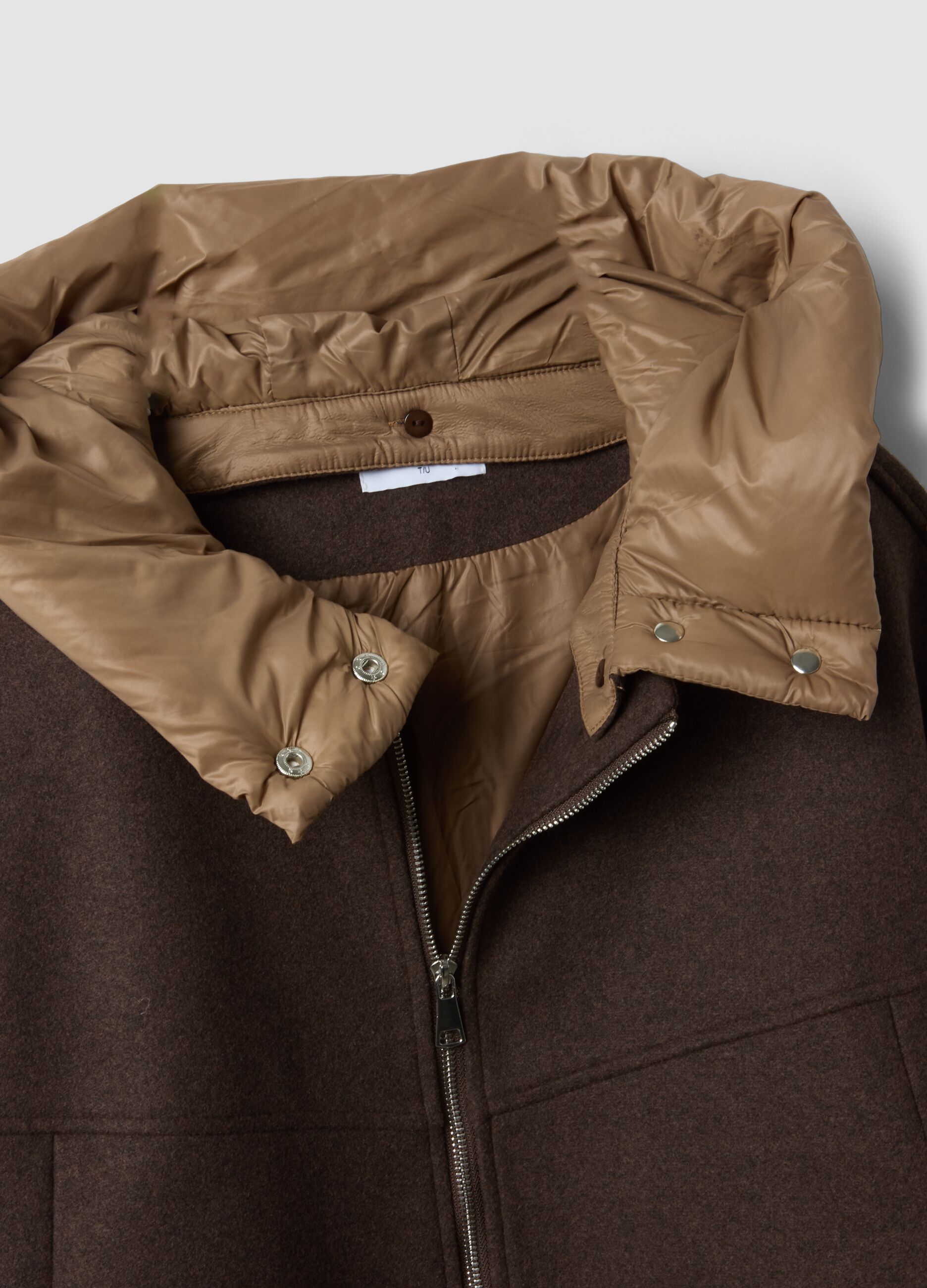 Chocolate brown hooded jacket, regular fit