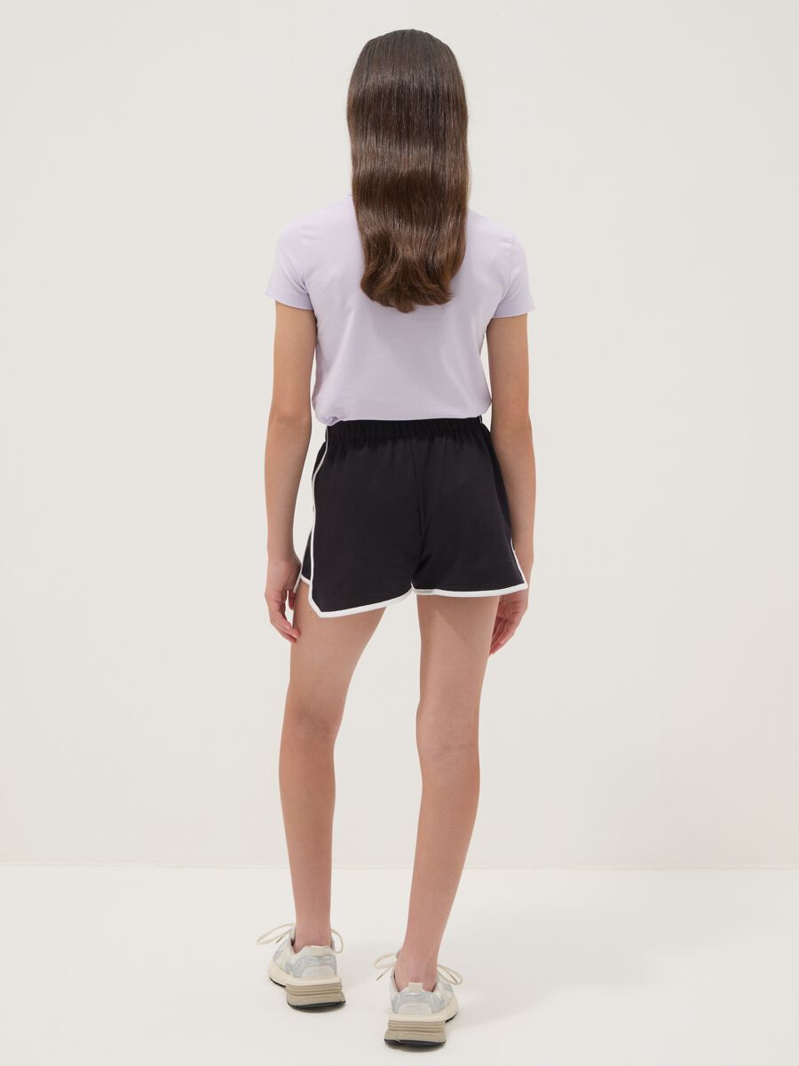 Black cotton-blend shorts with elasticated waist_1