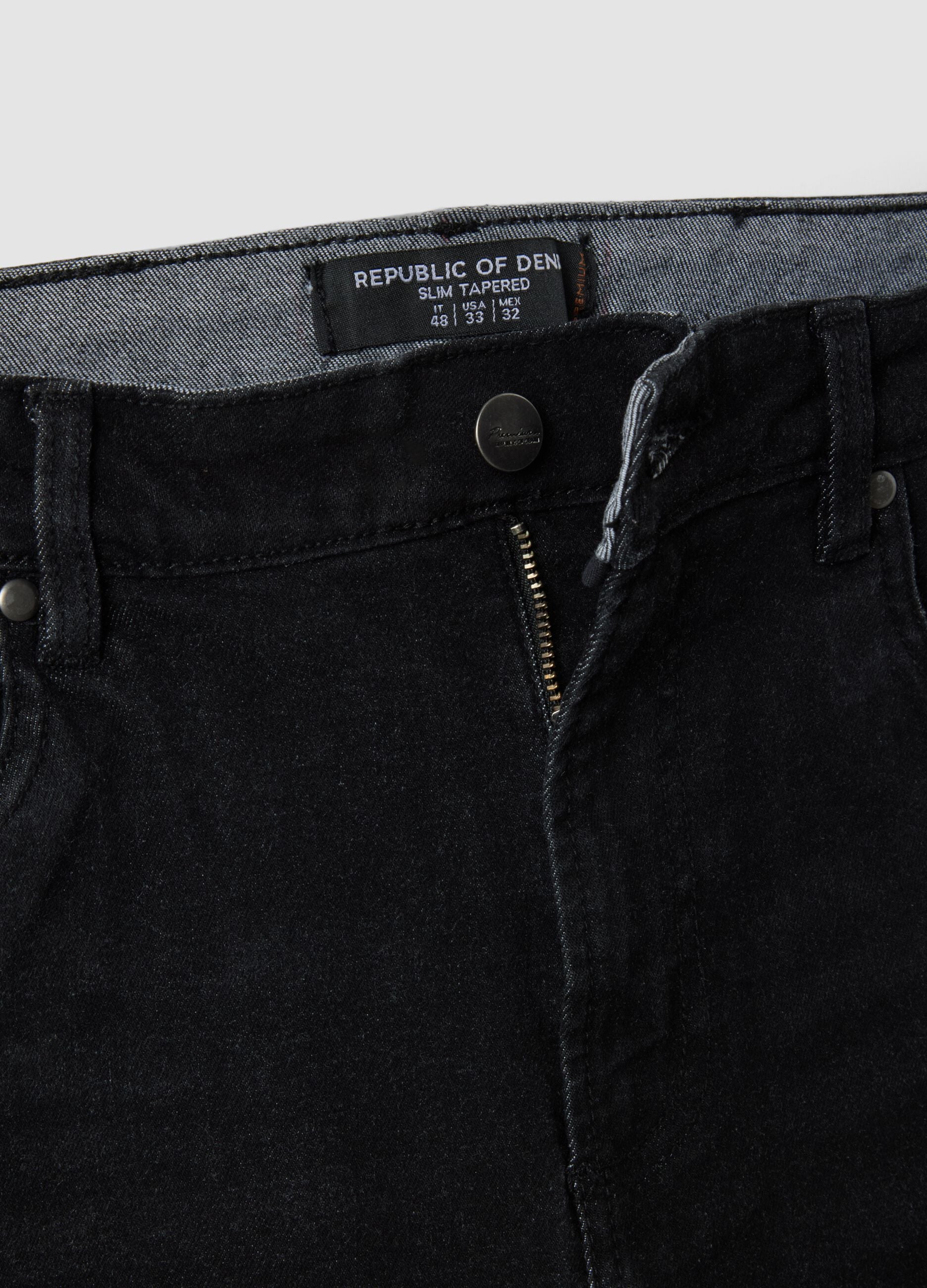 Black slim tapered stretch-cotton jeans