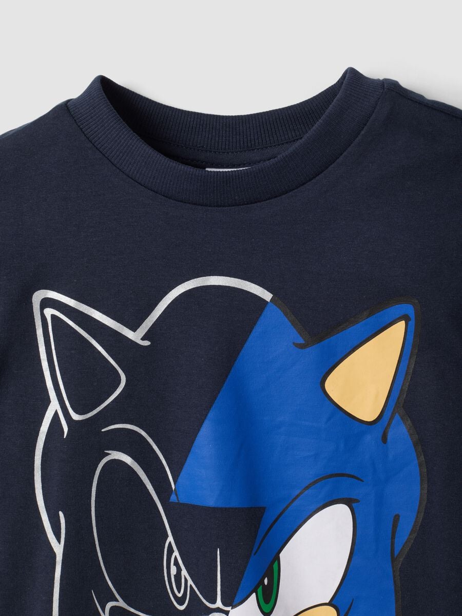 Blaues Sonic T-Shirt aus reiner Baumwolle mit Rundhalsausschnitt f&uuml;r Jungen_2