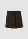 Brown cotton blend regular fit shorts_4