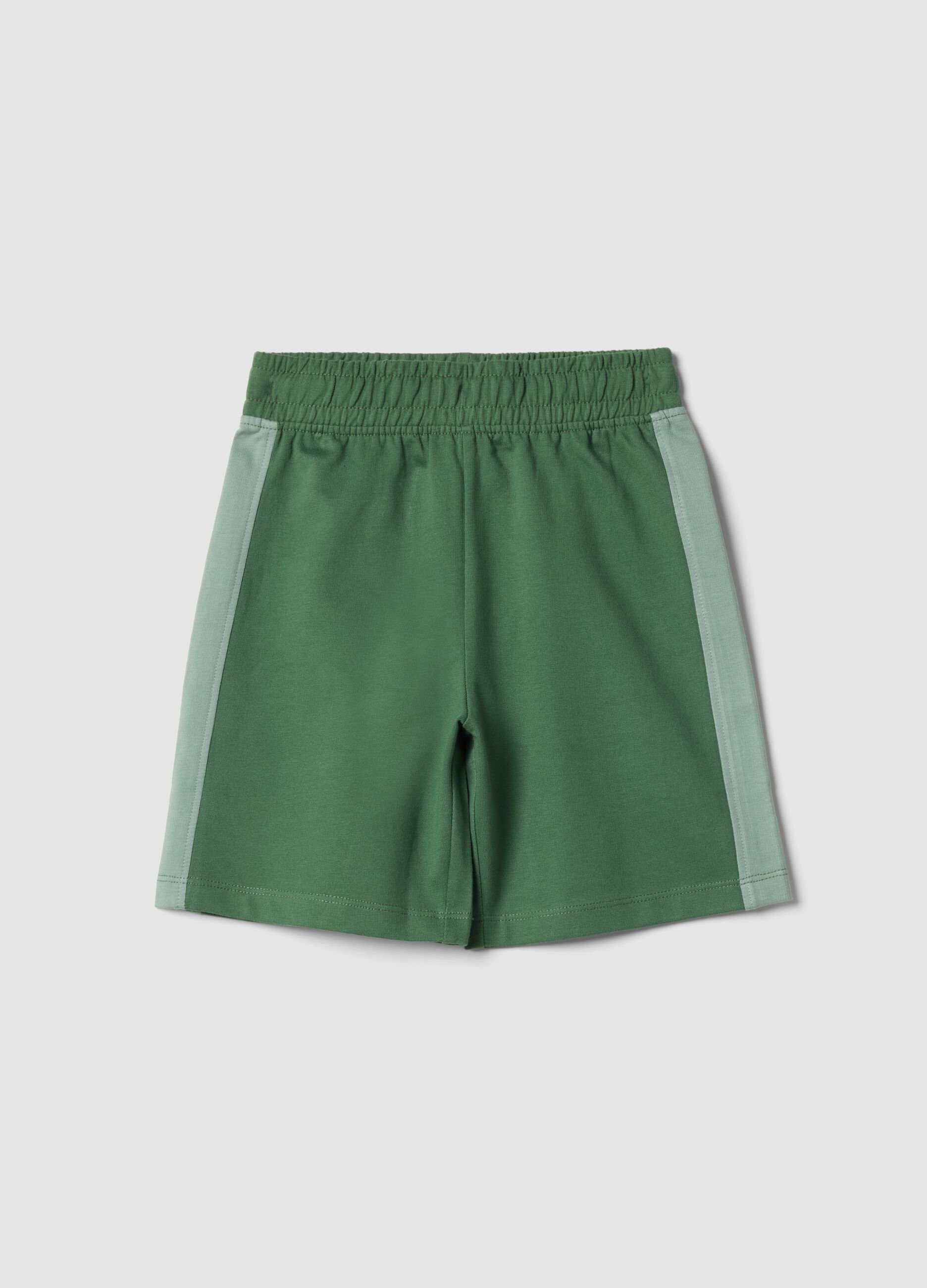 Children's Green Cotton Shorts with Regular Fit