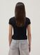Black pure cotton slim-fit T-shirt with rhinestones for girls_1