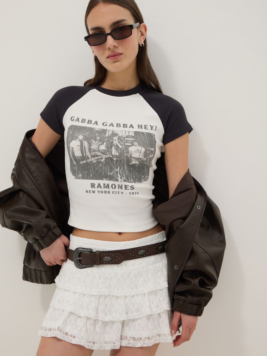 Mehrfarbiges, tailliertes Stretch-Baumwoll-T-Shirt_0