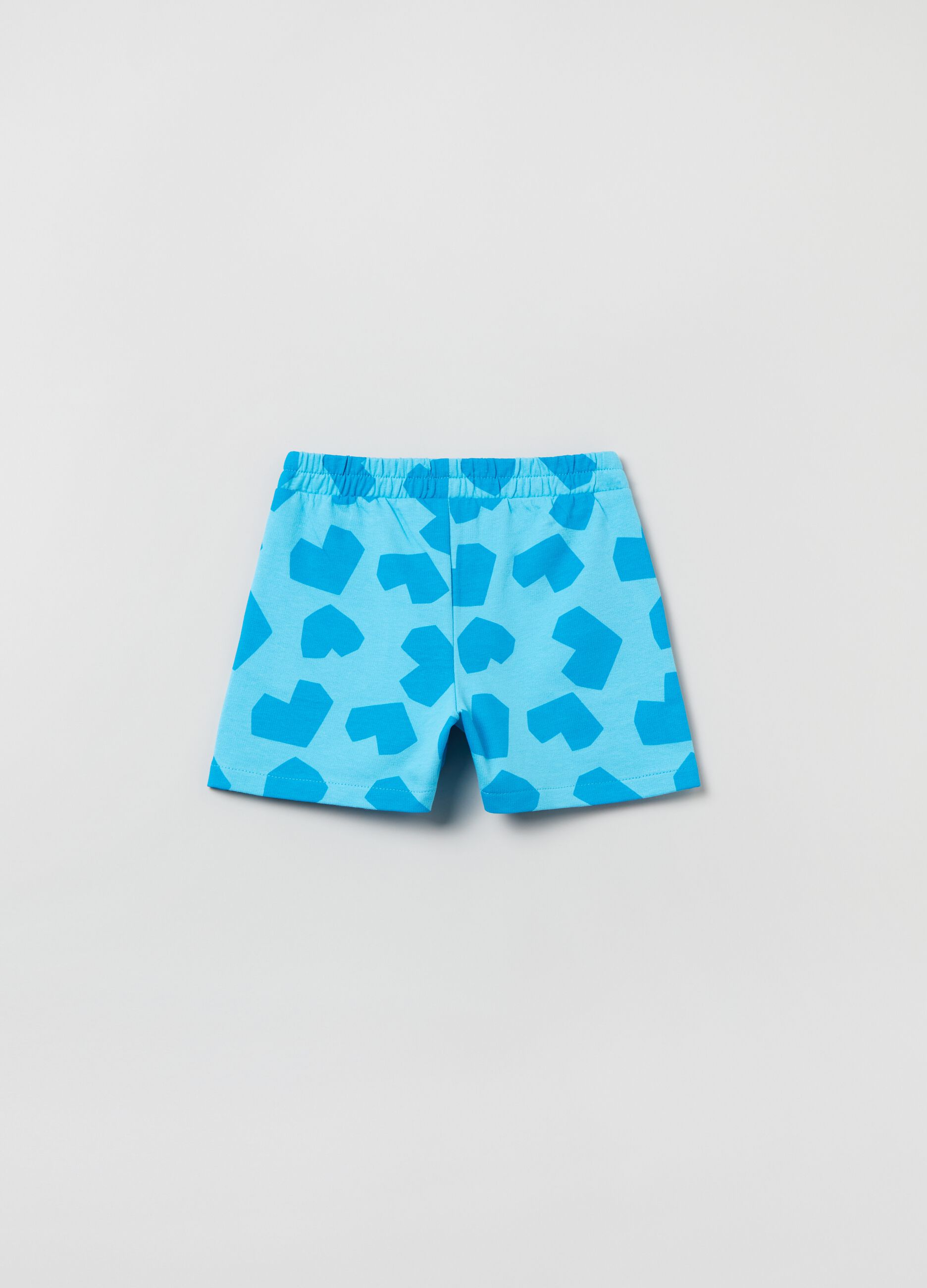 Cotton shorts with hearts print