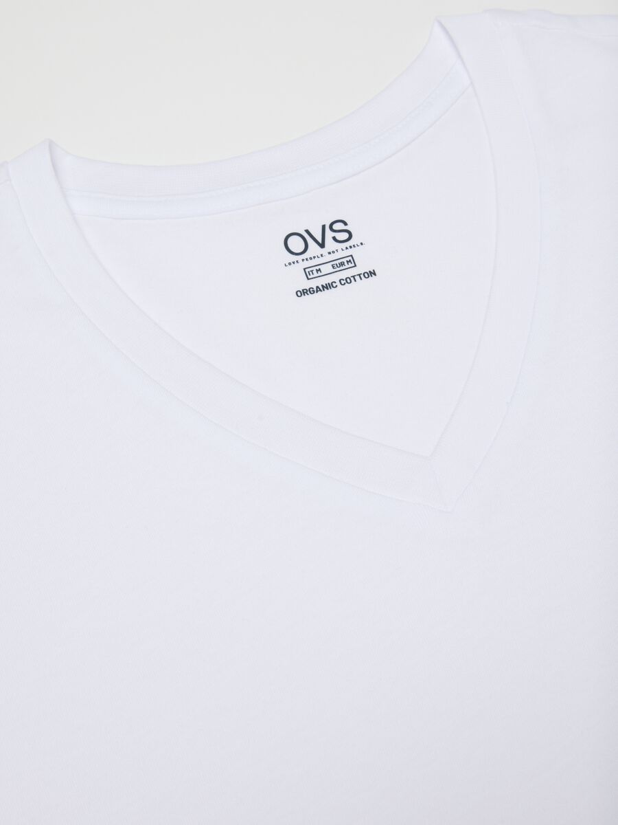 Tripack wei&szlig;e V-Ausschnitt-T-Shirts aus reiner Baumwolle im Regular Fit_5