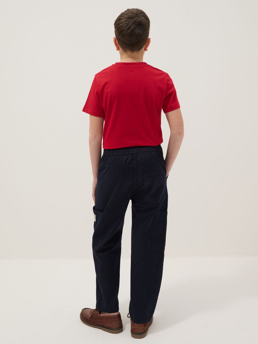 Boys' Regular Fit Blue Pure Cotton Jogger Trousers_1