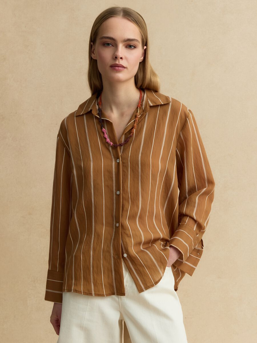 Multicolor gestreiftes Regular-Fit Hemd aus Lyocell-Mix_0