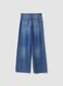 High-waisted wide-leg blue jeans in pure cotton_6