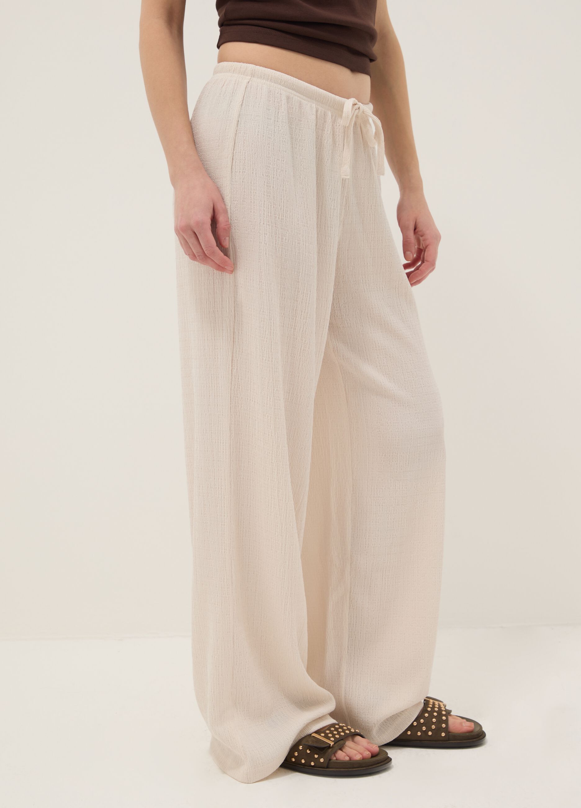 Weite Jogger-Hose in Beige