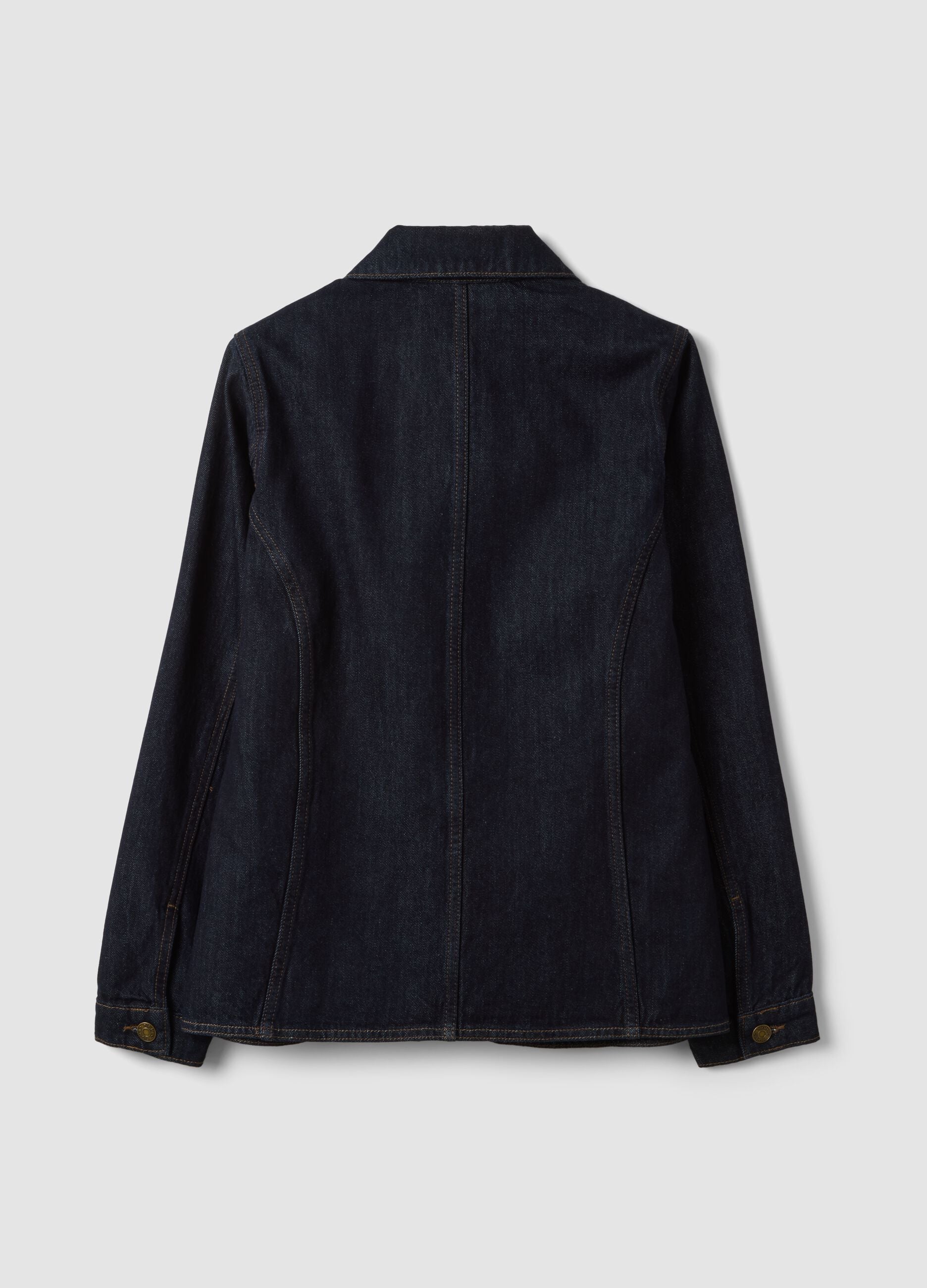 Blue pure cotton denim jacket, regular fit with buttons
