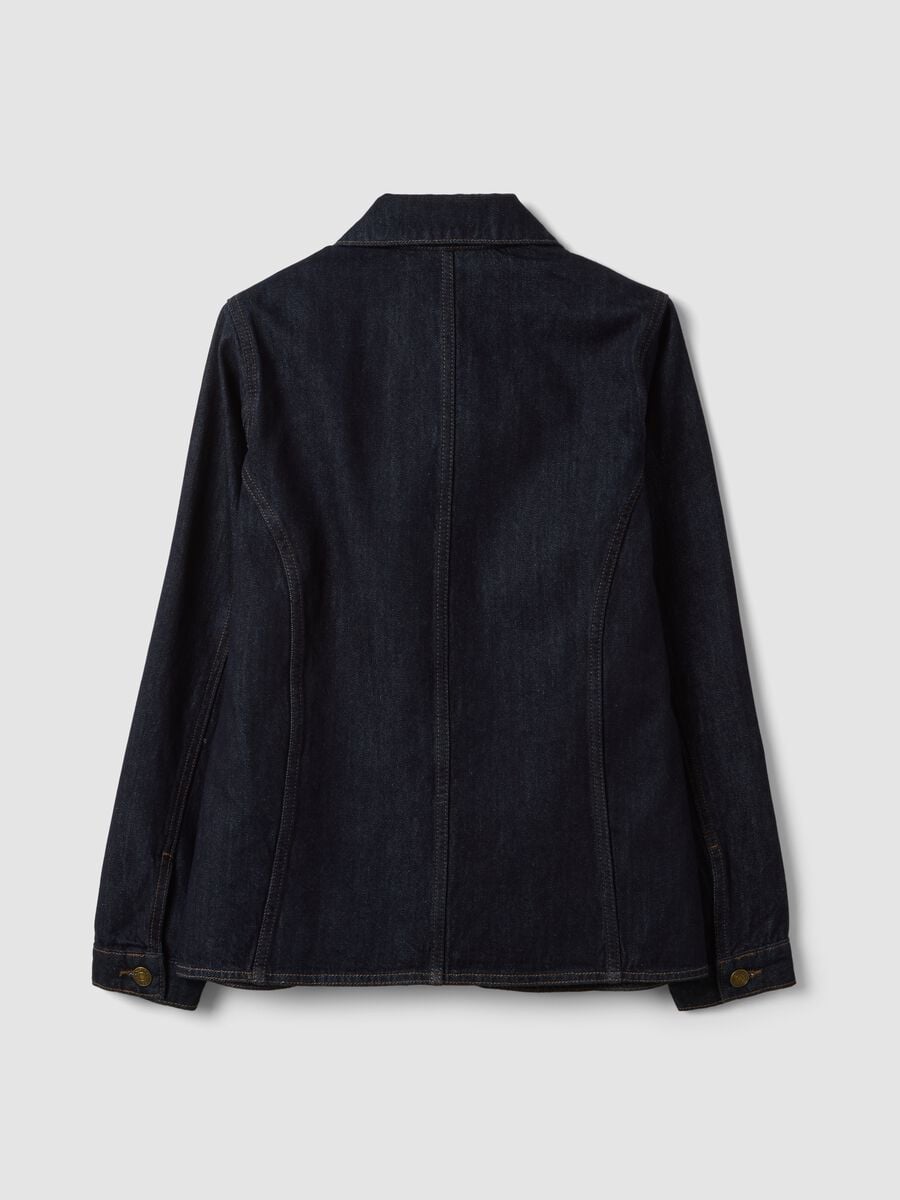 Blue pure cotton denim jacket, regular fit with buttons_2