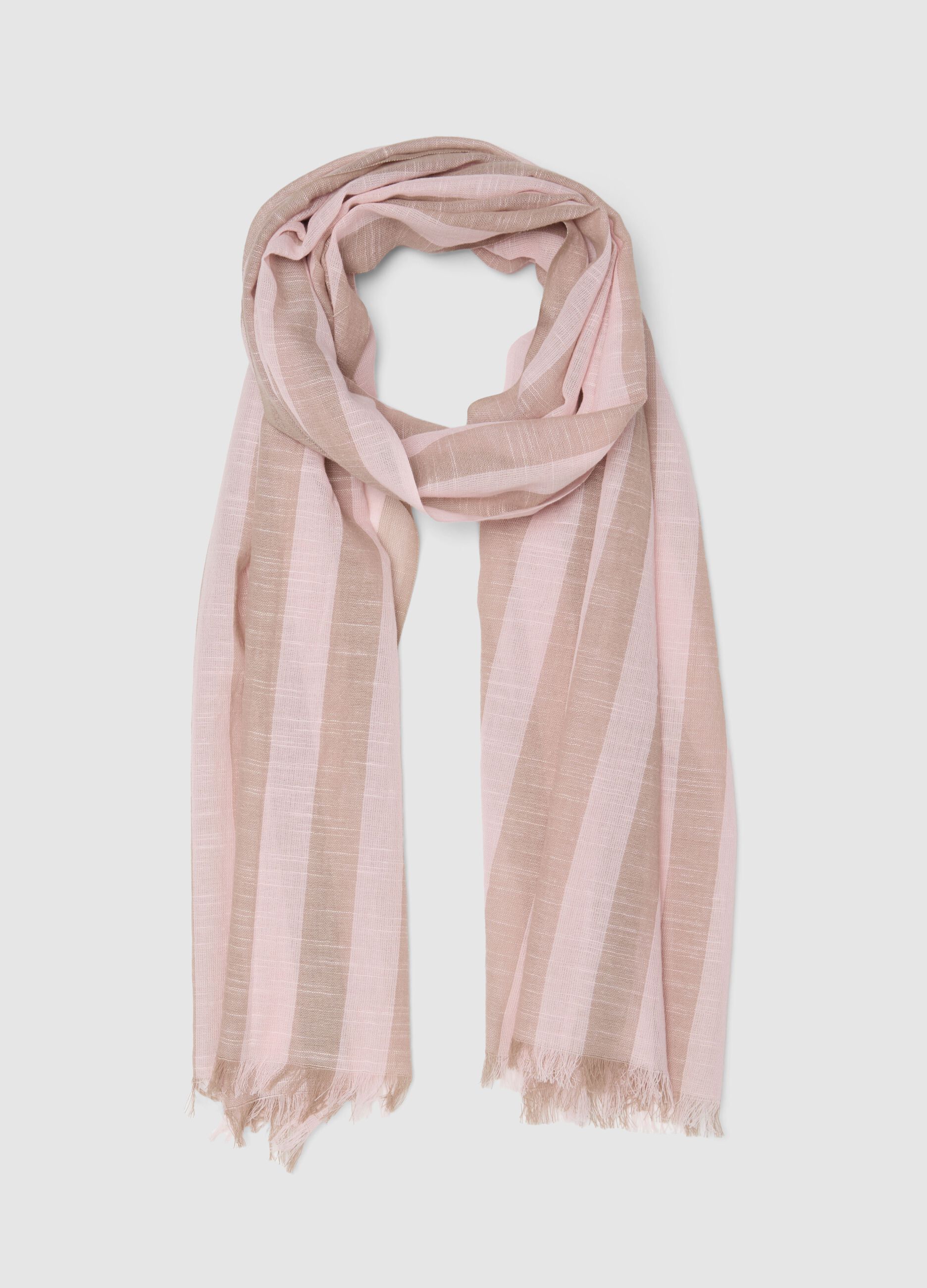 Multicolour striped pure cotton scarf