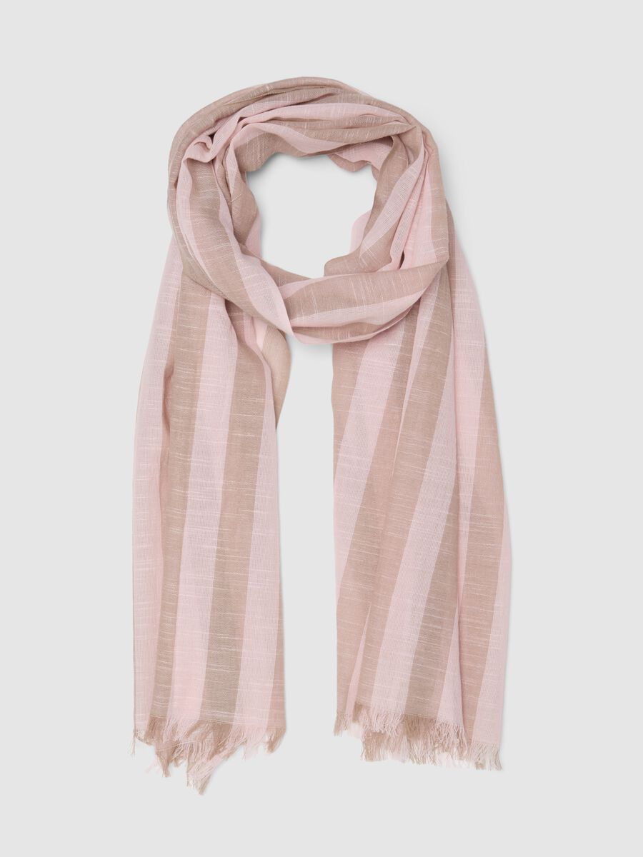 Multicolour striped pure cotton scarf_0