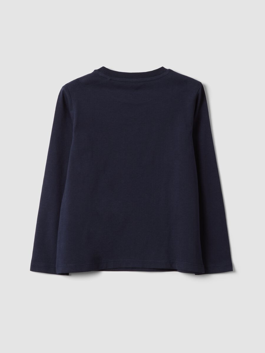 Blue organic cotton T-shirt with front print_1