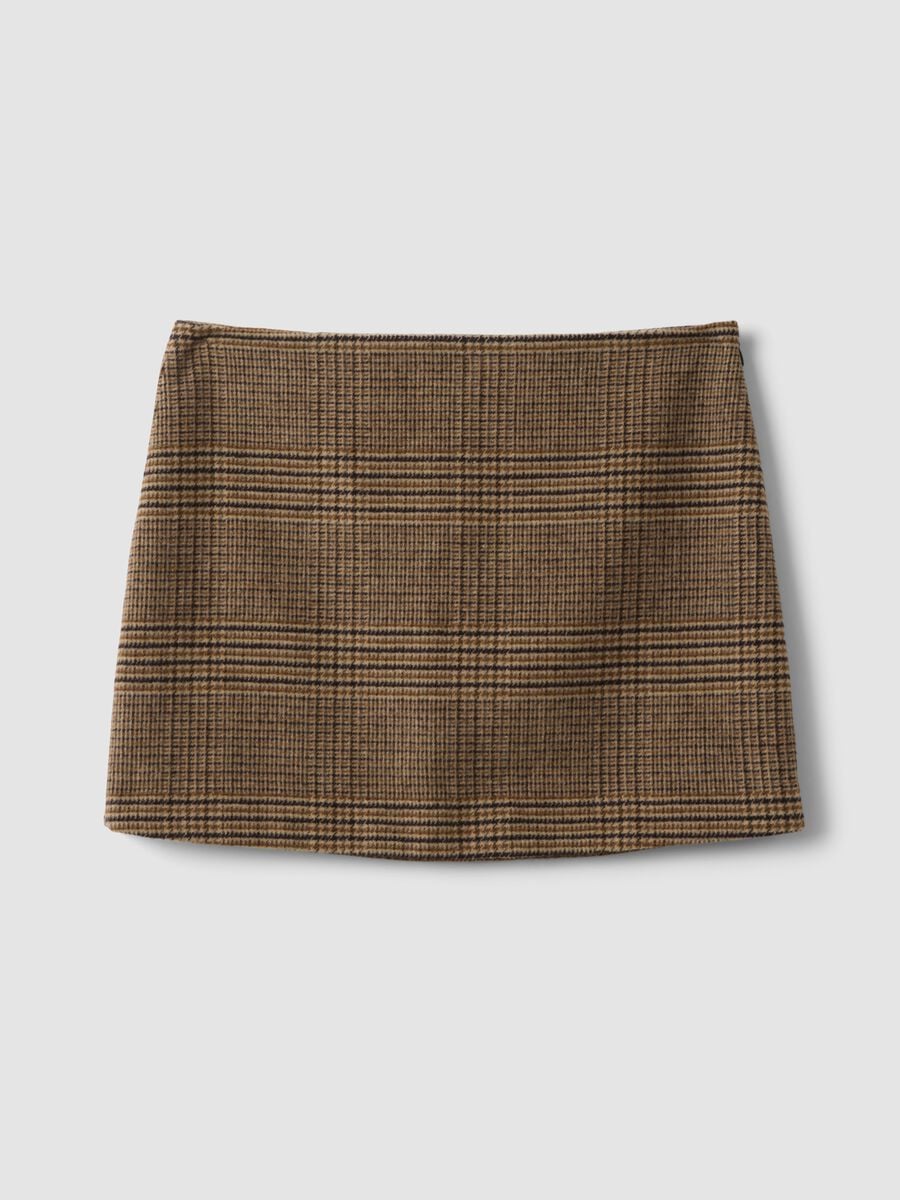 Brown wool-blend check mini skirt_4