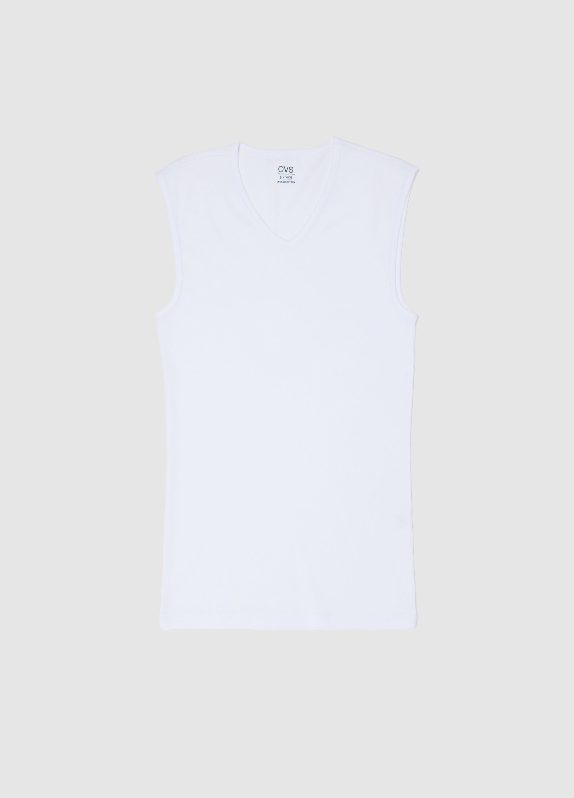 White pure cotton regular fit vest with wide straps