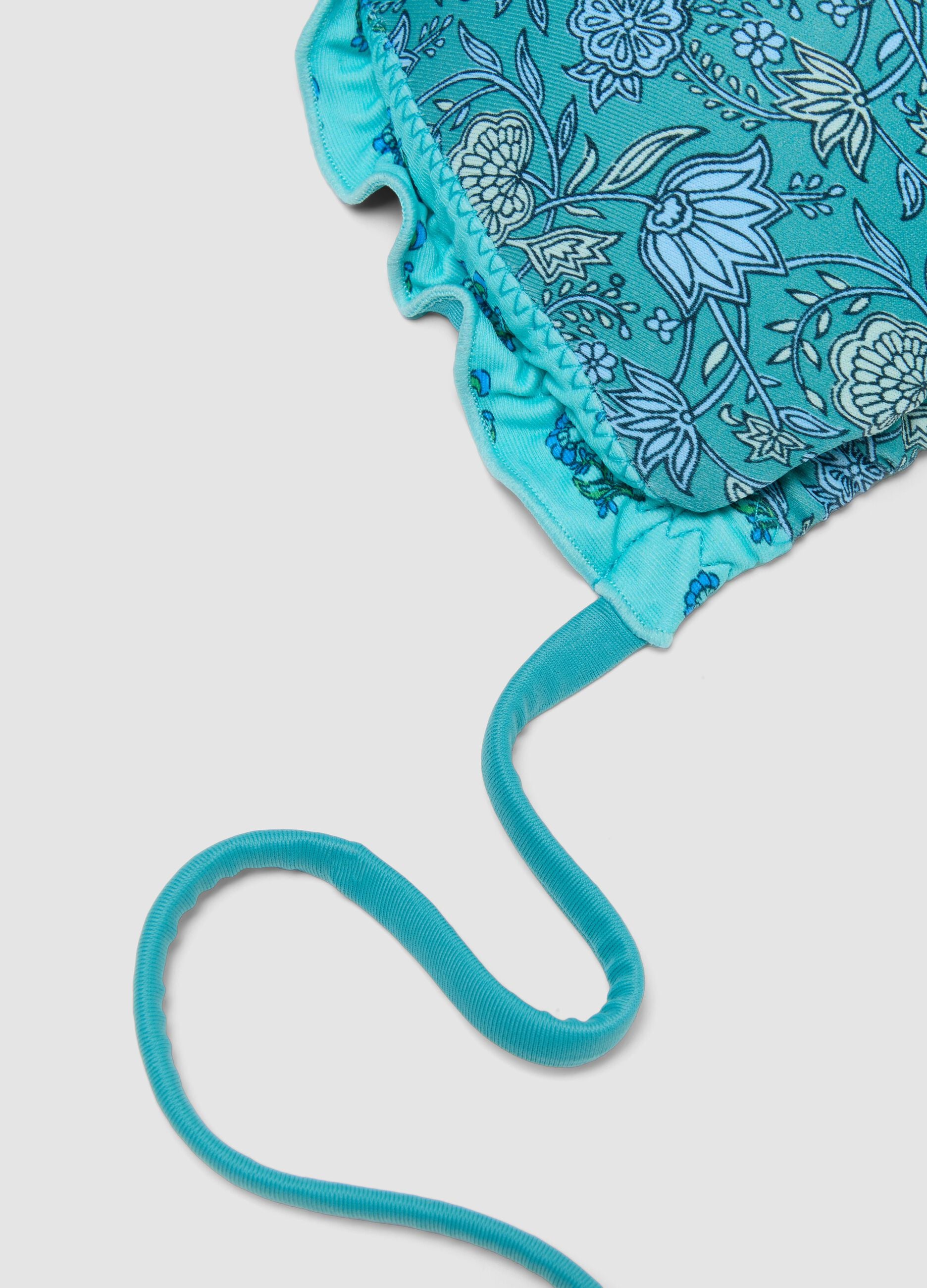 Haut de bikini triangle bleu clair en tissu extensible