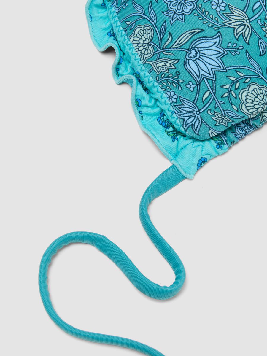 Haut de bikini triangle bleu clair en tissu extensible_5