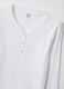 White pure cotton pyjama top, regular fit with henley collar_5
