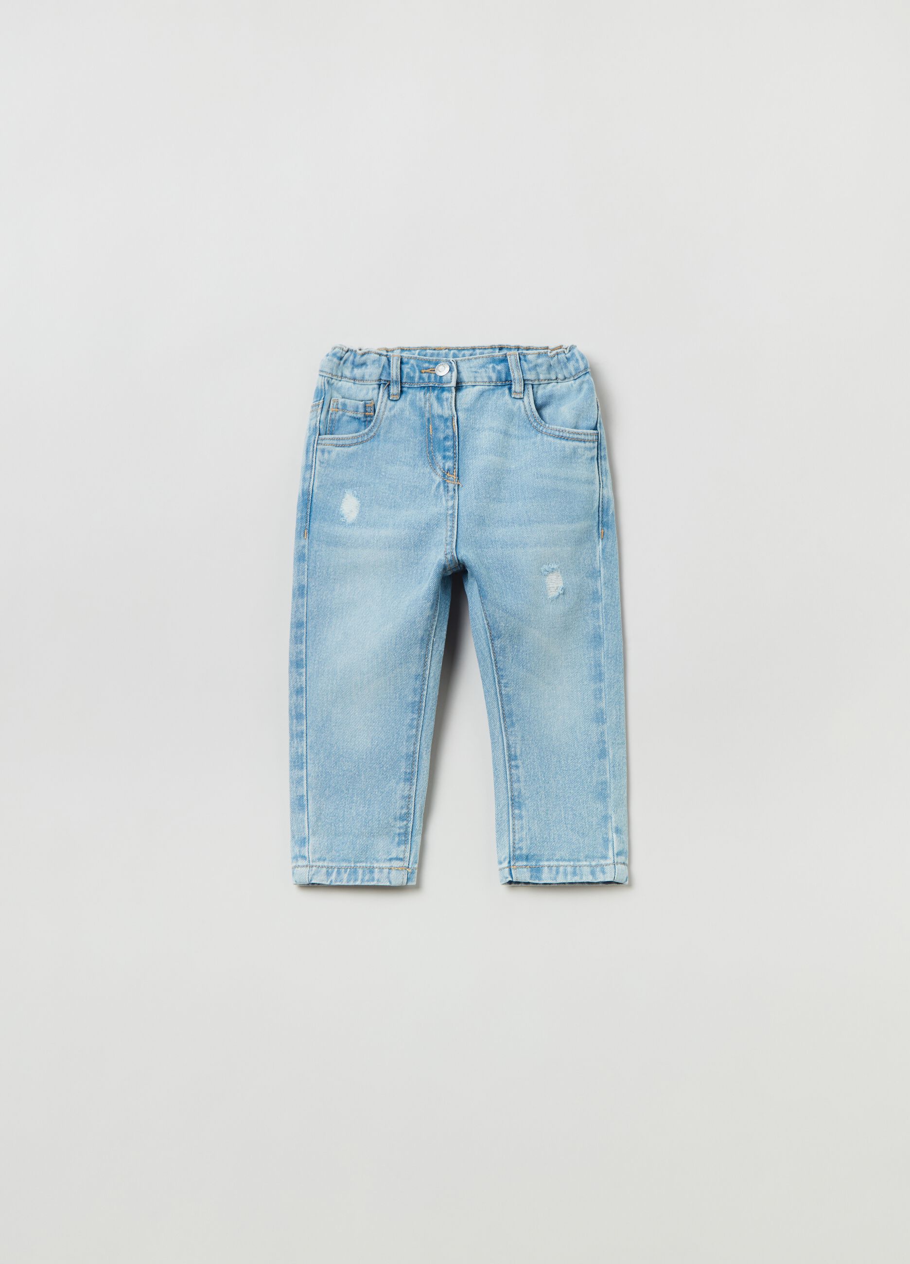 Low-fit jeans with abrasions_0
