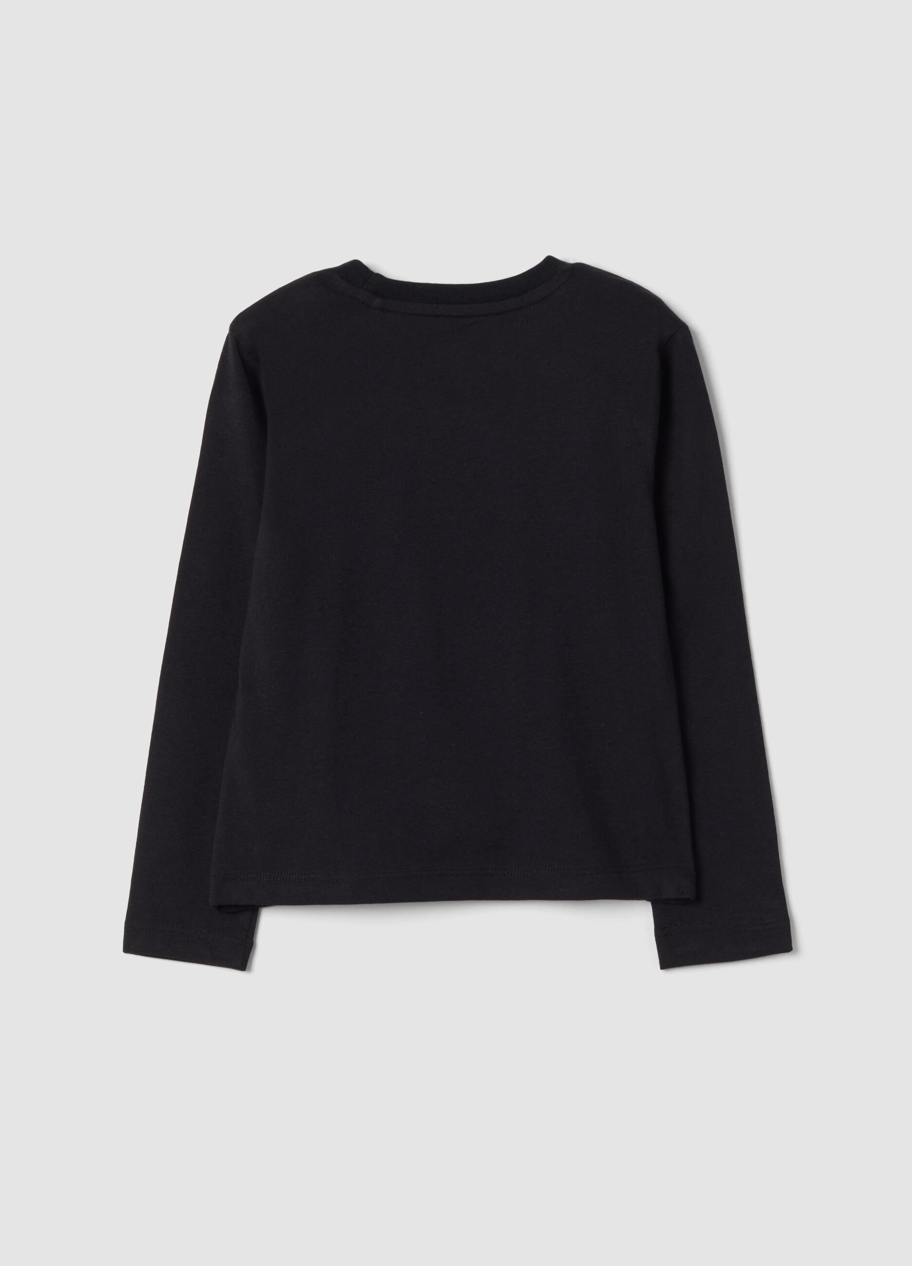 Black pure organic cotton crew-neck T-shirt