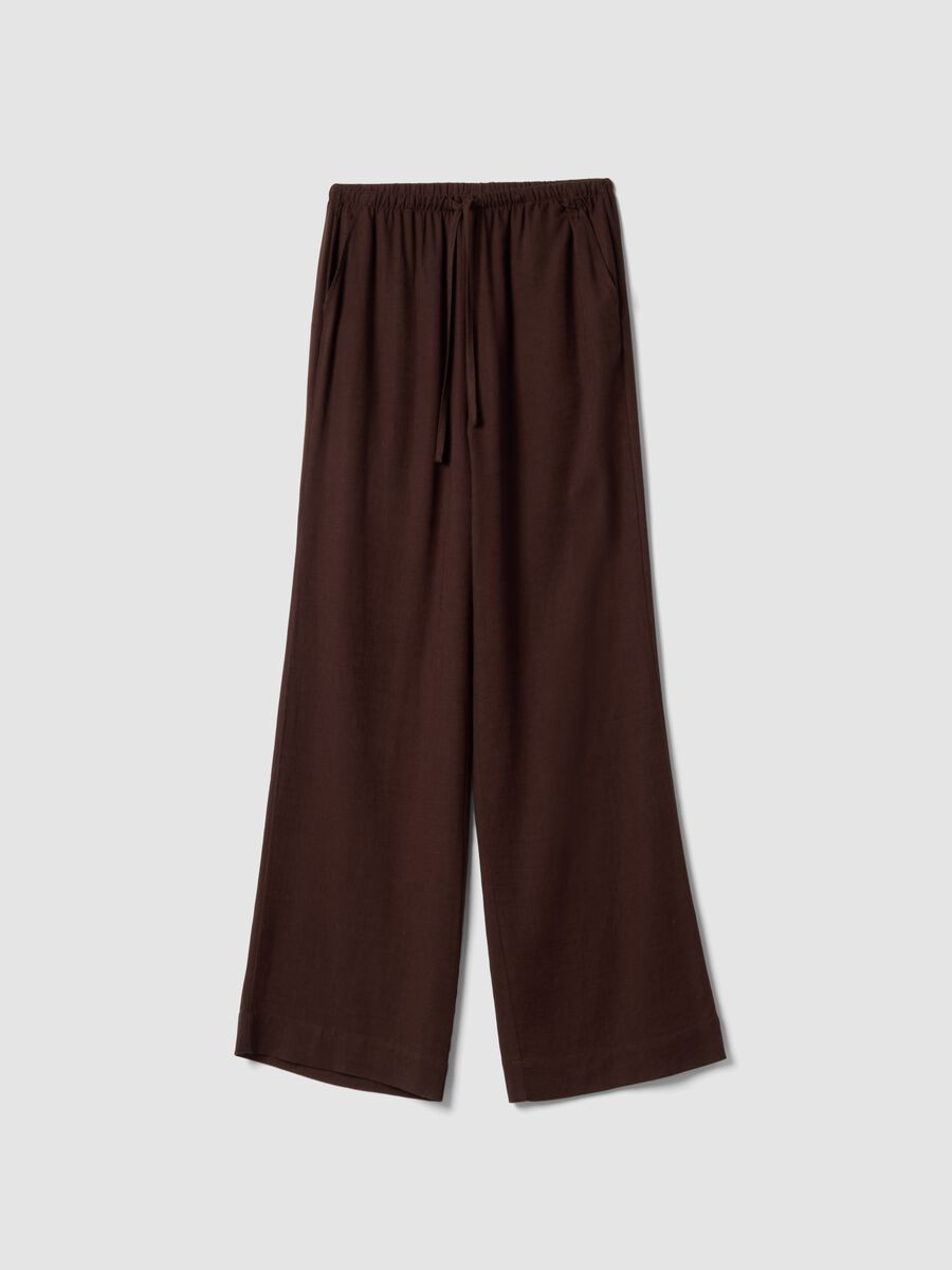 Brown viscose and linen blend joggers &ndash; relaxed fit_4