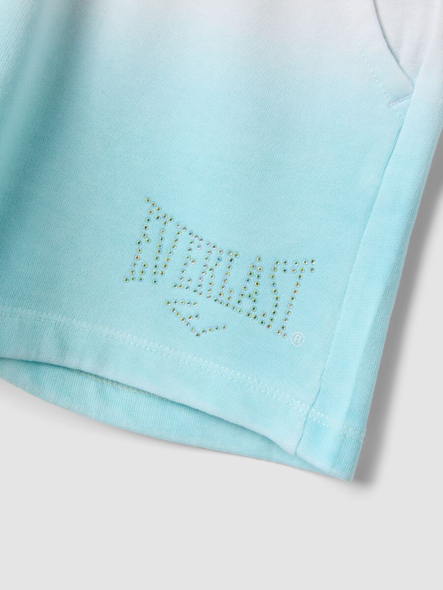 Short azzurri in misto cotone con vita elastica per bambina regular fit_3