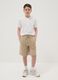 Boy's regular fit beige pure cotton shorts_0