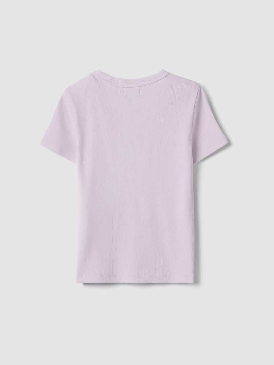 Purple stretch cotton fitted T-shirt for girls_4