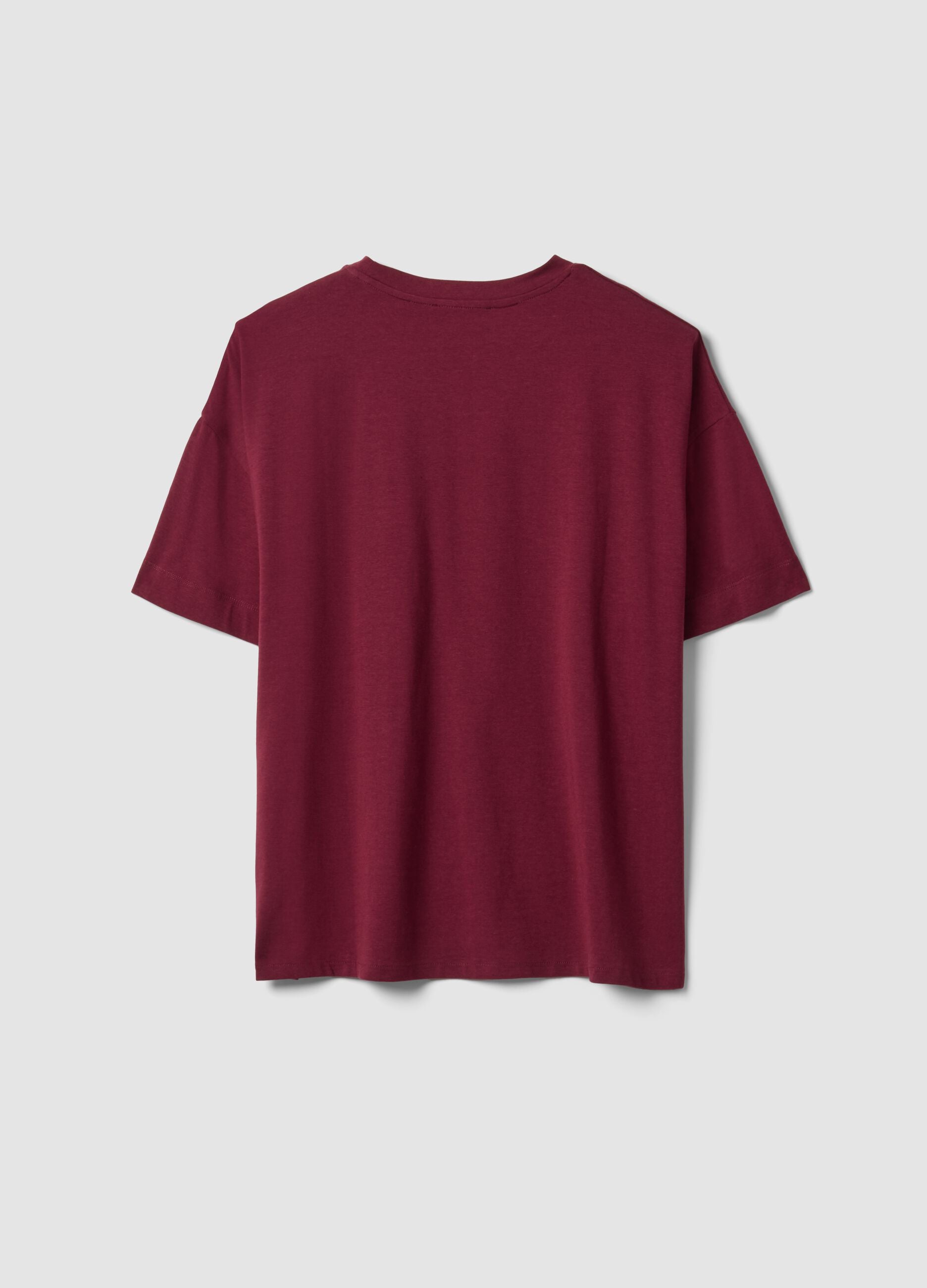 Red crew-neck T-shirt in stretch cotton-modal blend, regular fit