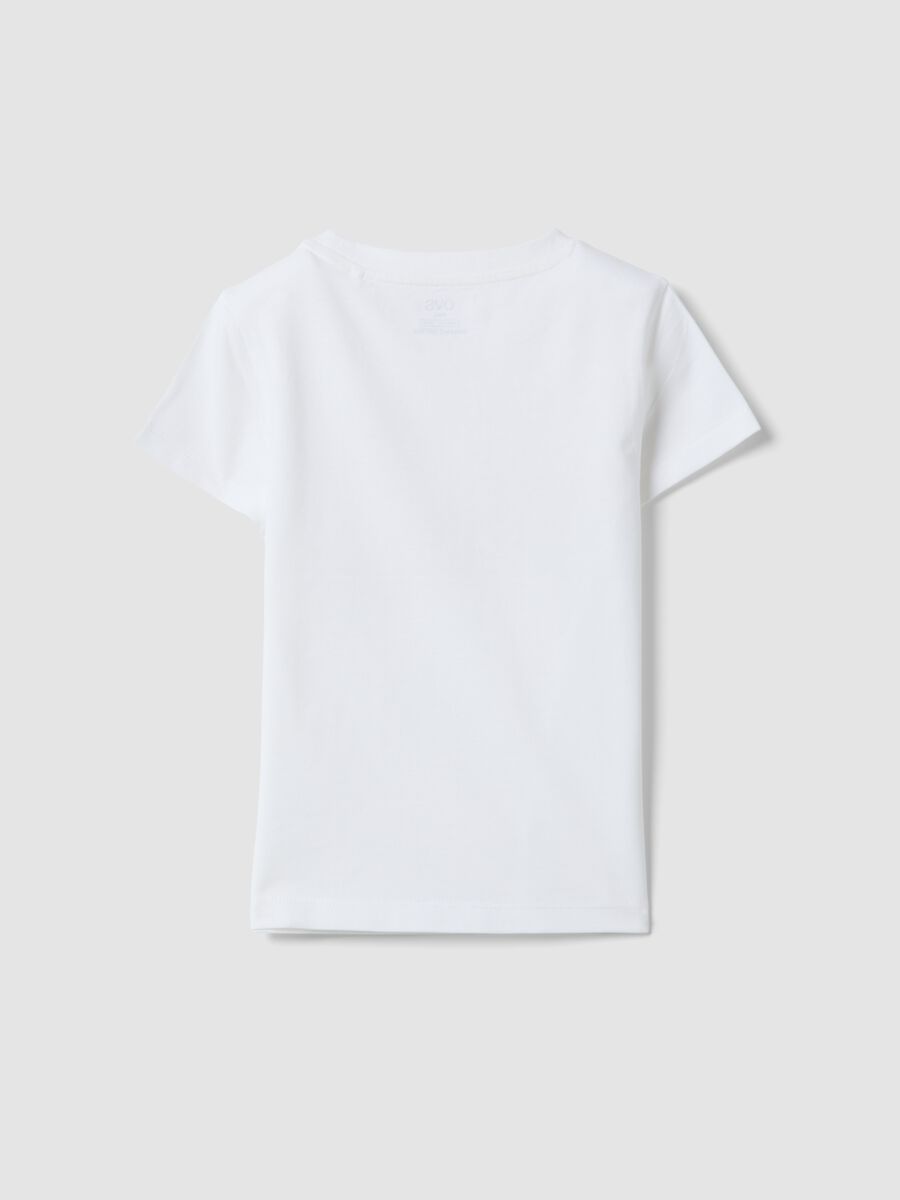 White pure organic cotton girls&rsquo; T-shirt with print and glitter_1