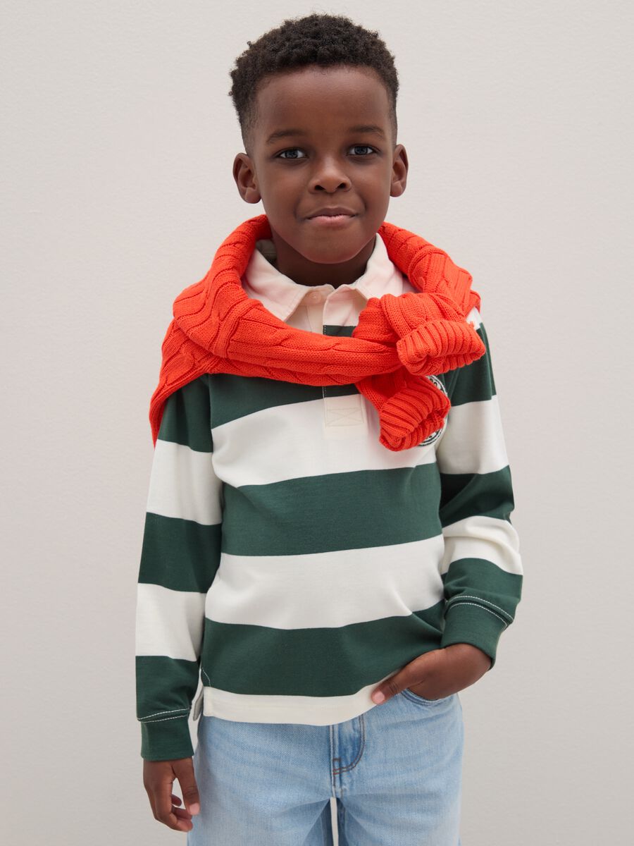 Kinder Poloshirt aus reinem Baumwollstoff, mehrfarbig, reguläre Passform_0