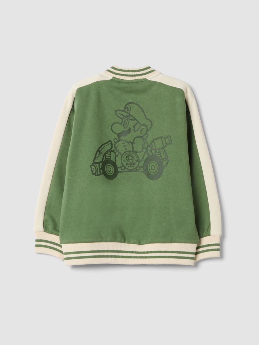 Green oversized cotton-blend sweatshirt with Mario Kart print_1