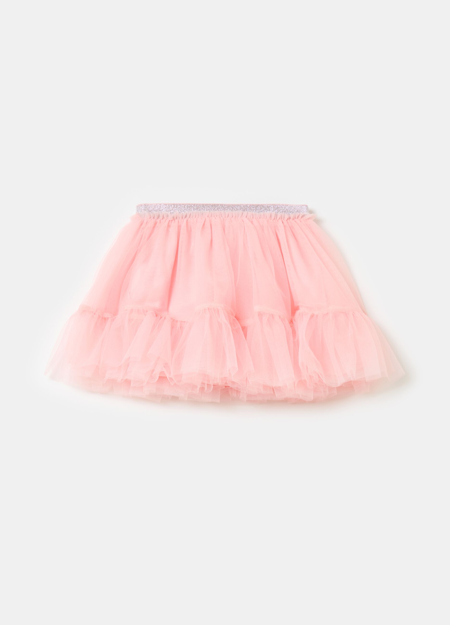 Short tulle skirt with flounce