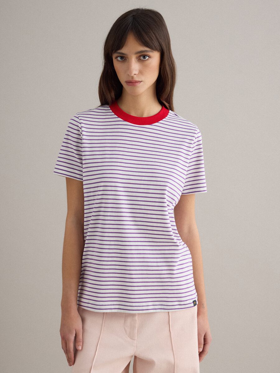 Gr&uuml;n-wei&szlig;e T-Shirt aus reiner Baumwolle, Regular Fit_1